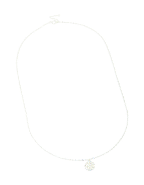 Sterling Silver Molten Round Pendant Necklace