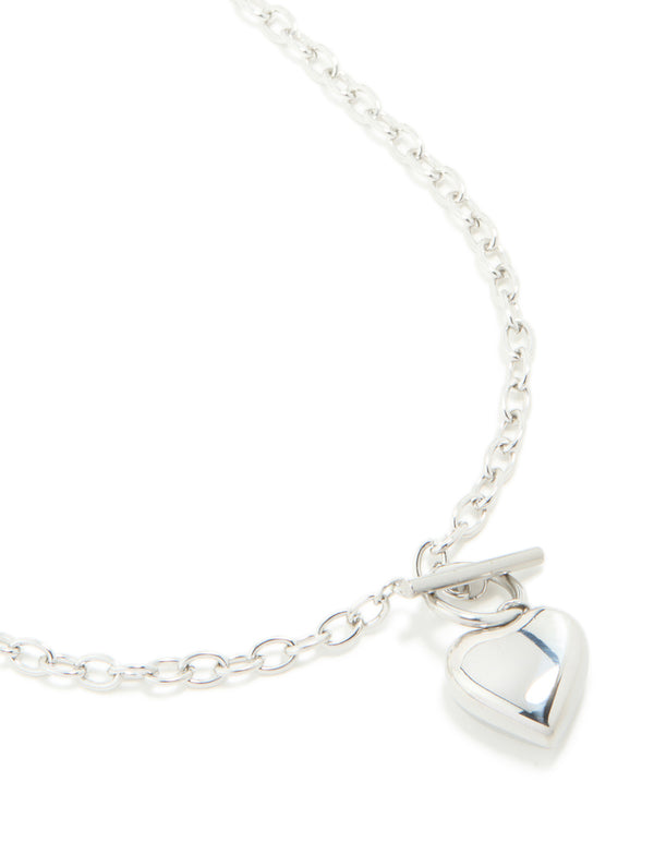 Waterproof Stainless Steel Chunky Heart T & O Necklace