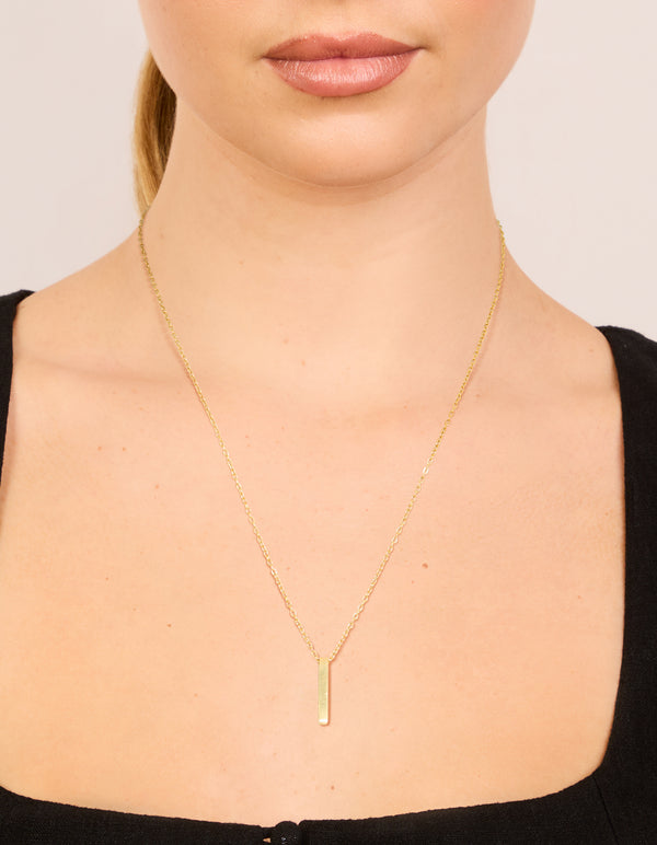 Waterproof Gold Plated Stainless Steel Pillar Engravable Pendant Necklace