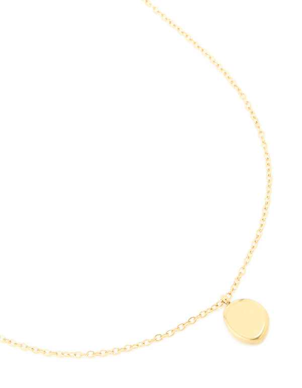 Waterproof Gold Plated Stainless Steel Oval Engravable Pendant Necklace