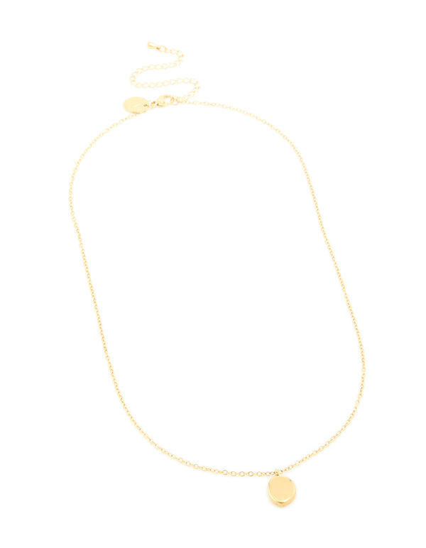 Waterproof Gold Plated Stainless Steel Oval Engravable Pendant Necklace