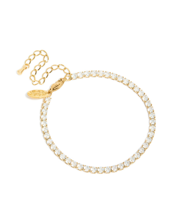Waterproof Gold Plated Stainless Steel Cubic Zirconia Tennis Bracelet