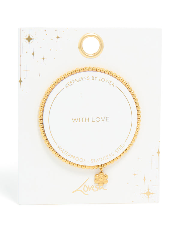Waterproof Gold Plated Stainless Steel Stretch Flower Bracelet