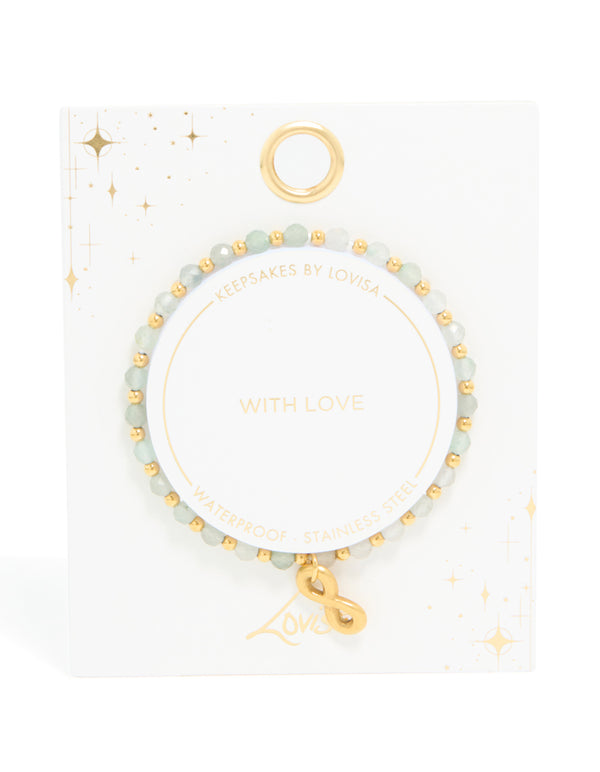 Waterproof Gold Plated Stainless Steel Semi Precious Infinity Stretch Bracelet