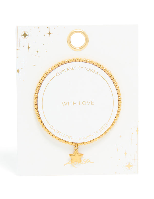 Waterproof Gold Plated Stainless Steel Star Stretch Bracelet