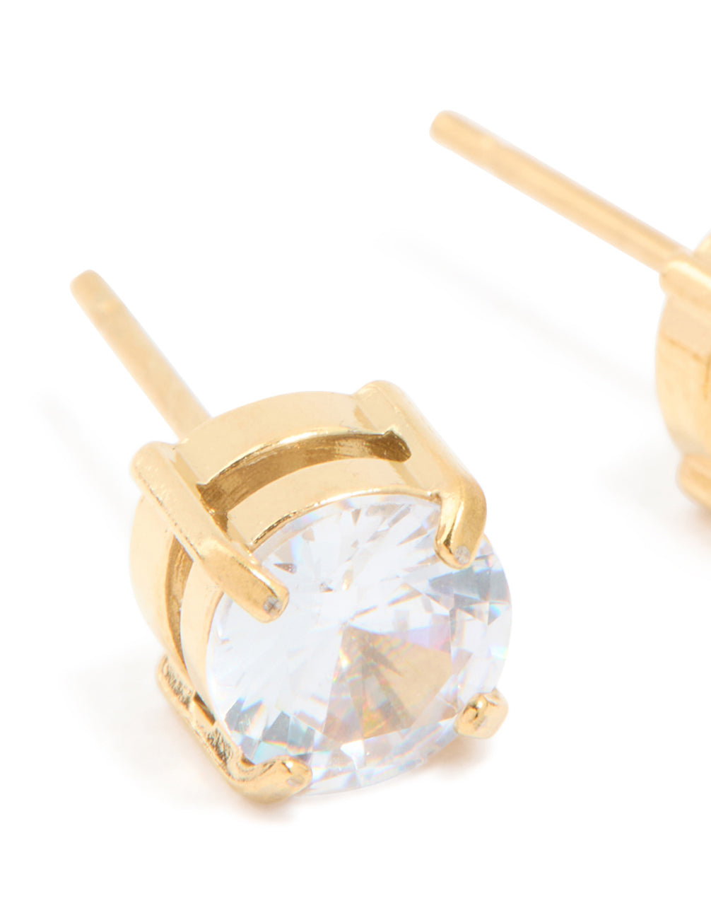 Mens Waterproof Gold Plated Stainless Steel Small Round Cubic Zirconia Stud Earrings