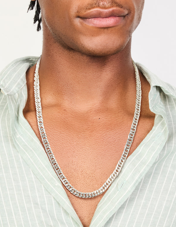 Mens Waterproof Stainless Steel Smooth Cuban Link Necklace