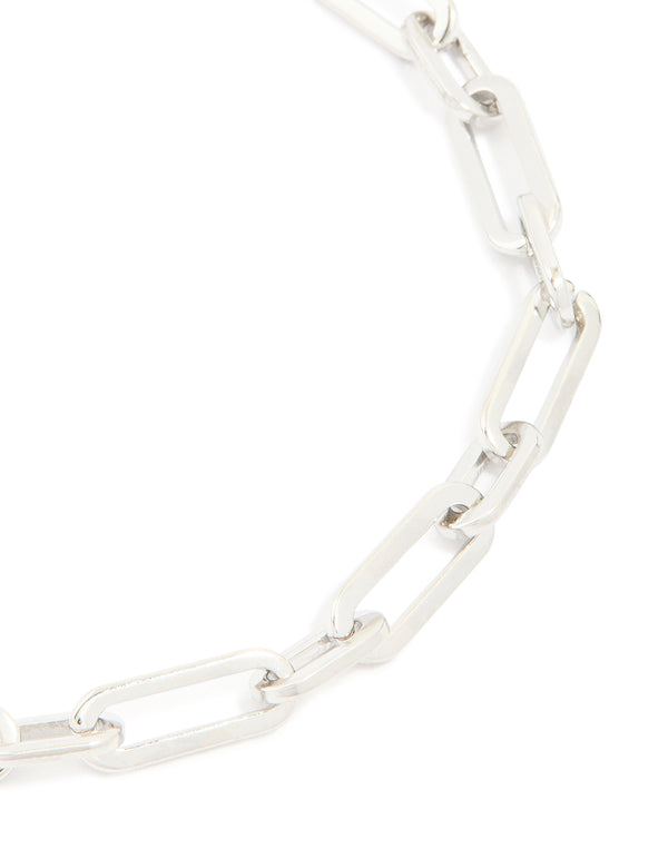 Mens Waterproof Stainless Steel Paperclip Chain Bracelet