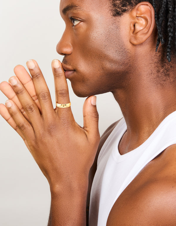 Mens Waterproof Gold Plated Stainless Steel Smooth Cigar Band Ring