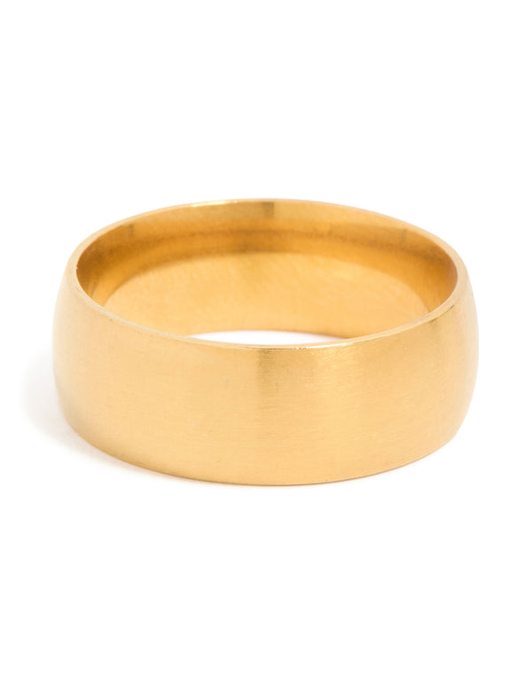 Mens Waterproof Gold Plated Stainless Steel Band Ring