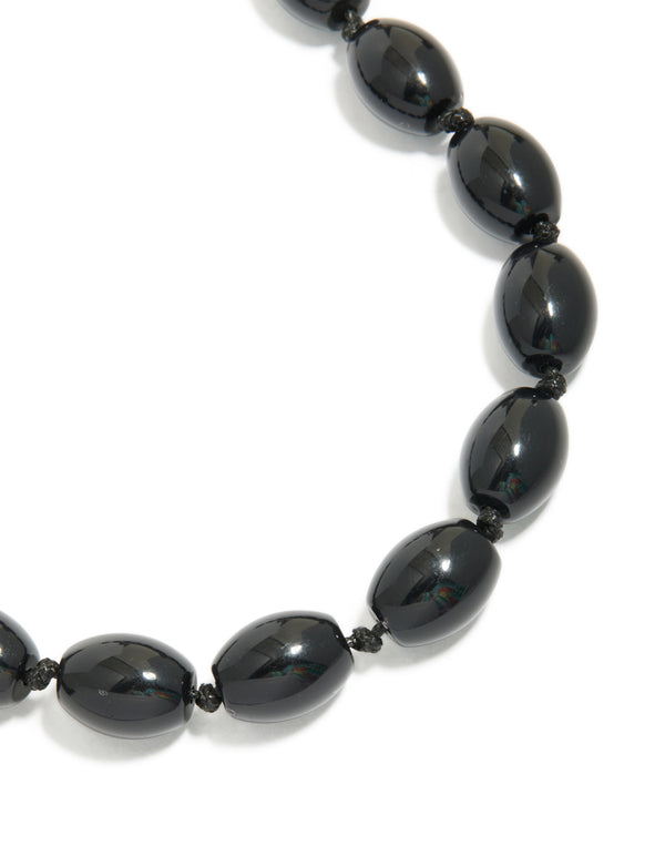 Black Acrylic Beaded Necklace
