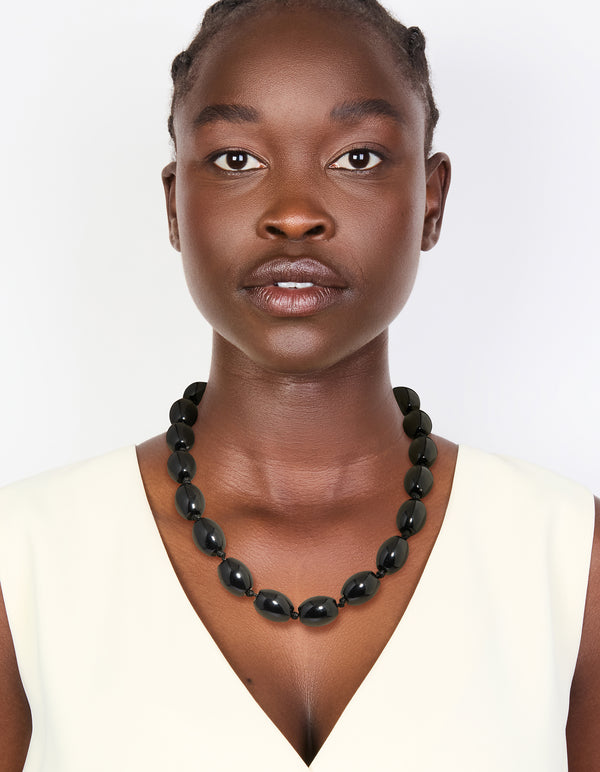 Black Acrylic Beaded Necklace