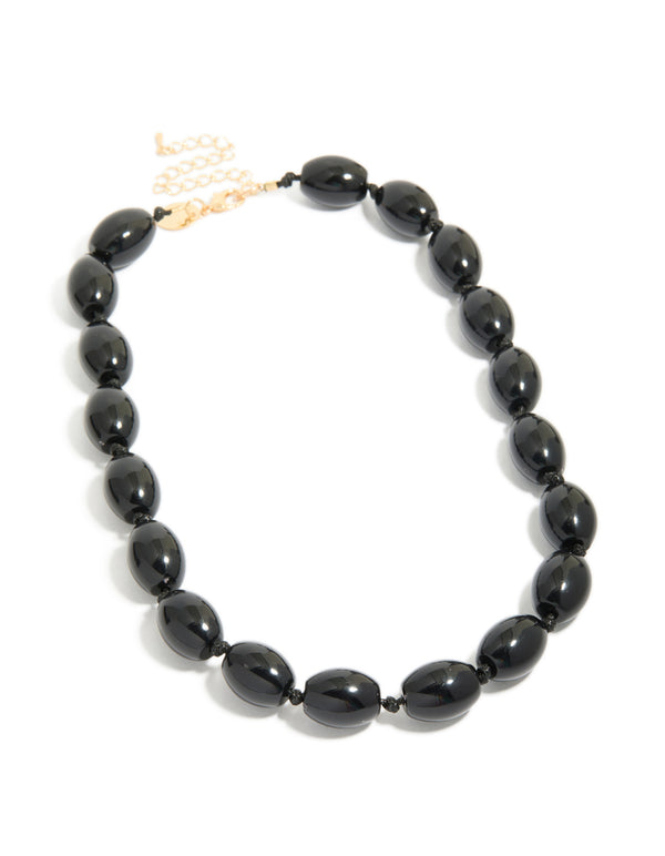 Black Acrylic Beaded Necklace