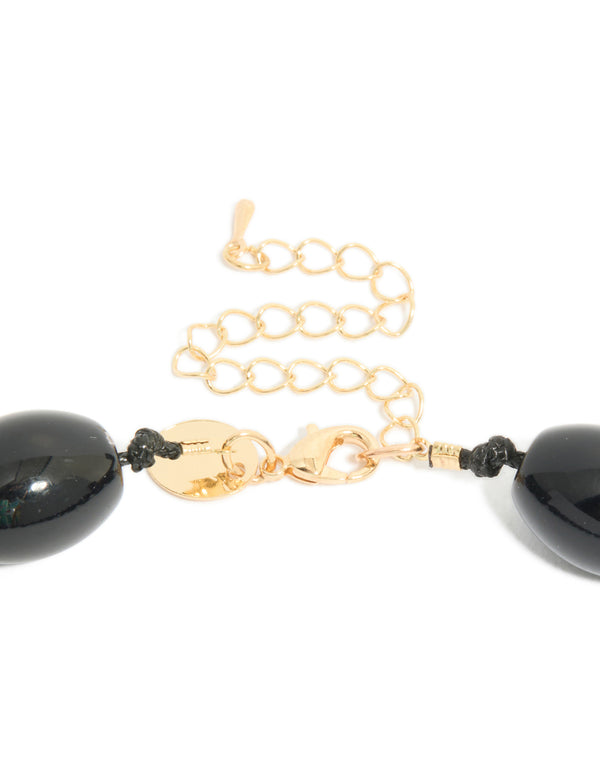 Black Acrylic Beaded Necklace