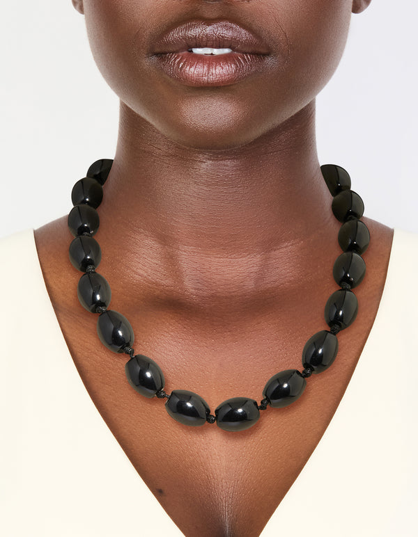 Black Acrylic Beaded Necklace