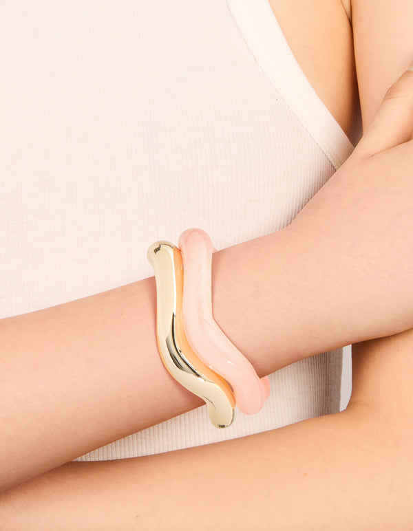 Pink & Gold Wavy Wrist Cuffs 2-Pack