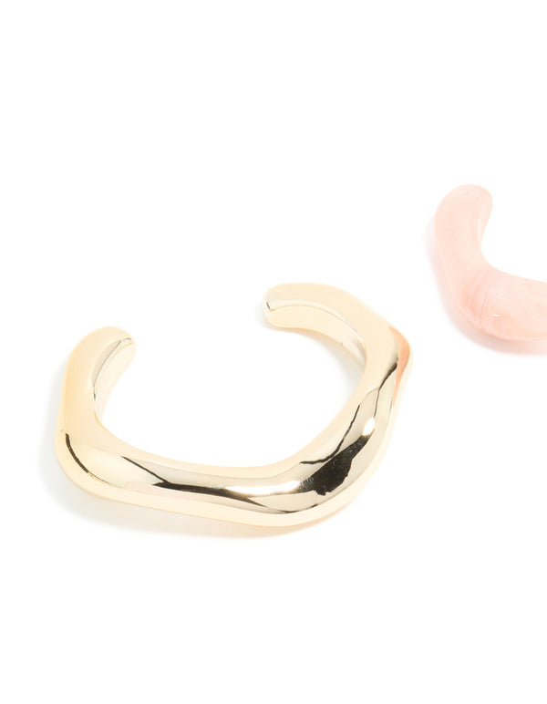 Pink & Gold Wavy Wrist Cuffs 2-Pack