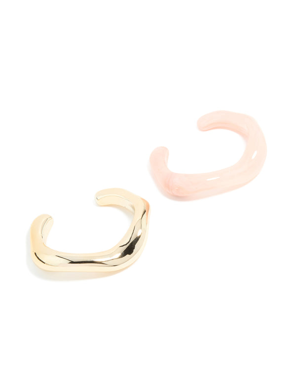Pink & Gold Wavy Wrist Cuffs 2-Pack