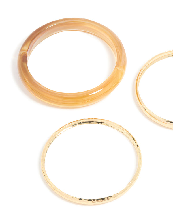 Gold & Amber Acrylic Bangles 3-Pack