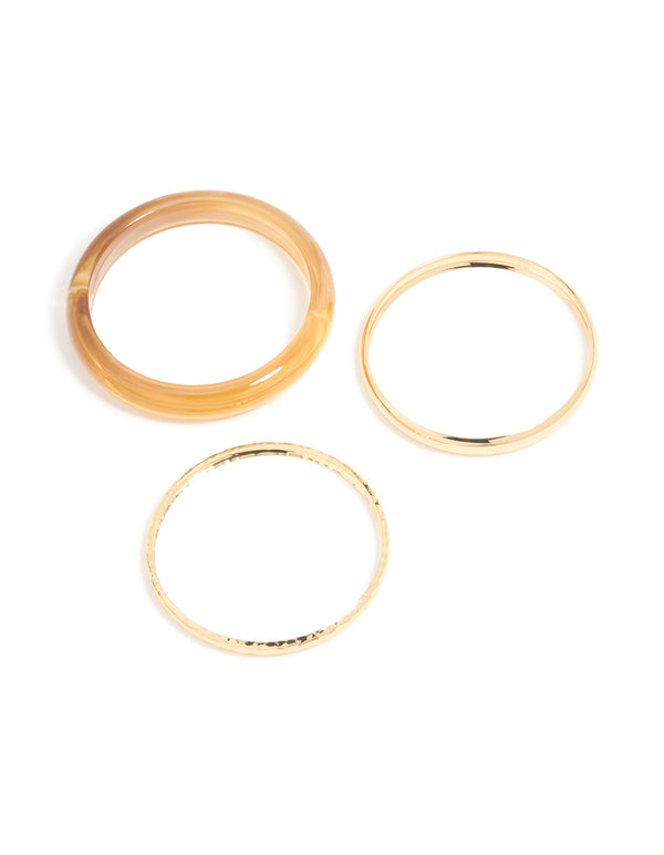 Gold & Amber Acrylic Bangles 3-Pack