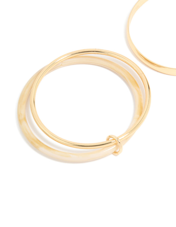 Gold Smooth & Neutral Acrylic Bangles Pack