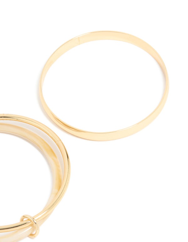 Gold Smooth & Neutral Acrylic Bangles Pack