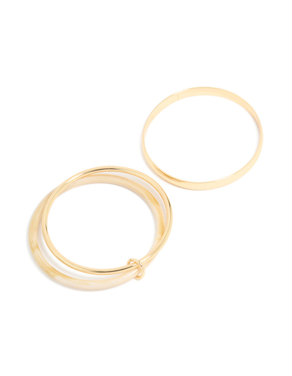 Gold Smooth & Neutral Acrylic Bangles Pack