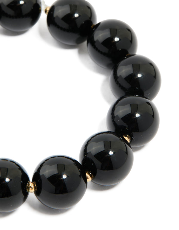 Black Acrylic Beaded Stretch Bracelet