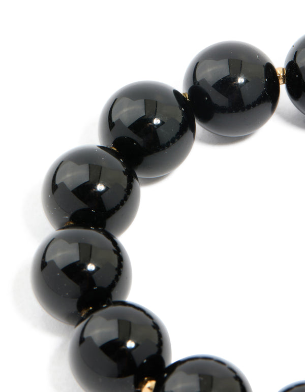 Black Acrylic Beaded Stretch Bracelet