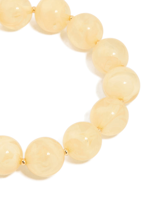 Gold Neutral Acrylic Beaded Stretch Bracelet