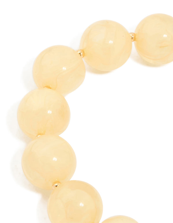 Gold Neutral Acrylic Beaded Stretch Bracelet