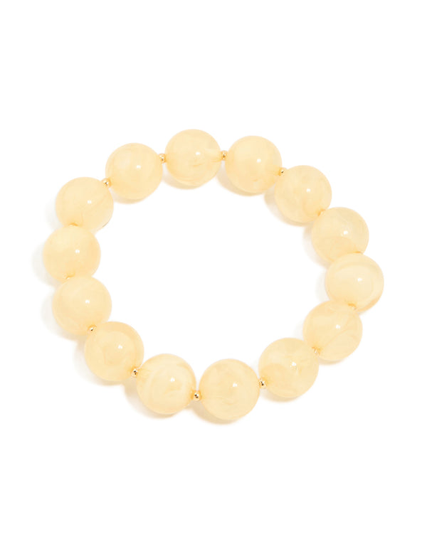 Gold Neutral Acrylic Beaded Stretch Bracelet