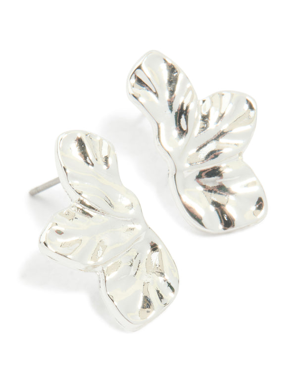 Silver Mini Flower Fan Stud Earrings