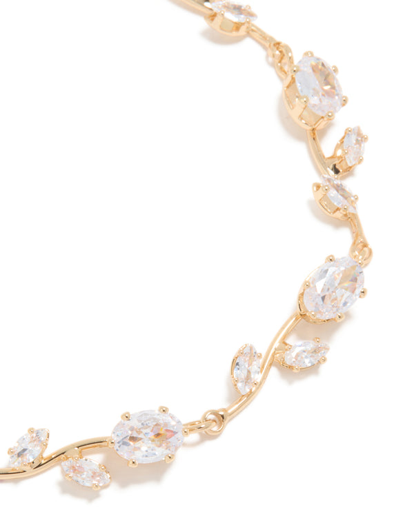 Gold Cubic Zirconia Vine Bracelet