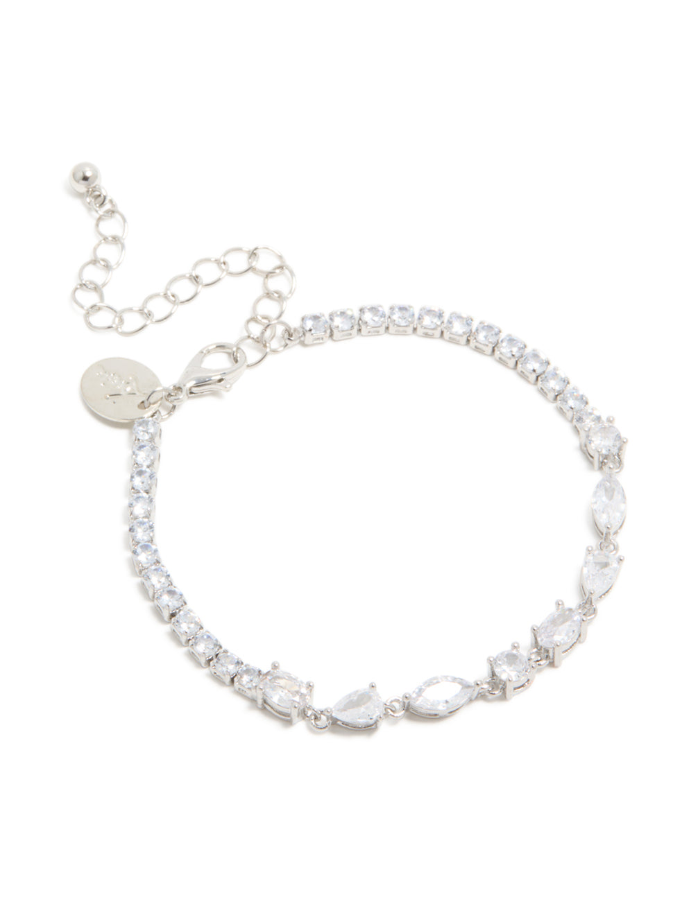 Silver Cubic Zirconia Mixed Shape Bracelet