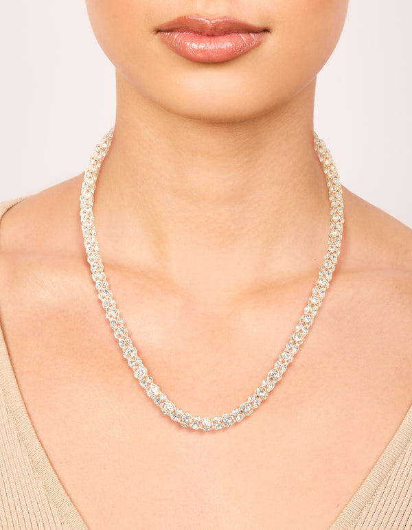Rose Gold Plated Diamante Fireball Chain Necklace