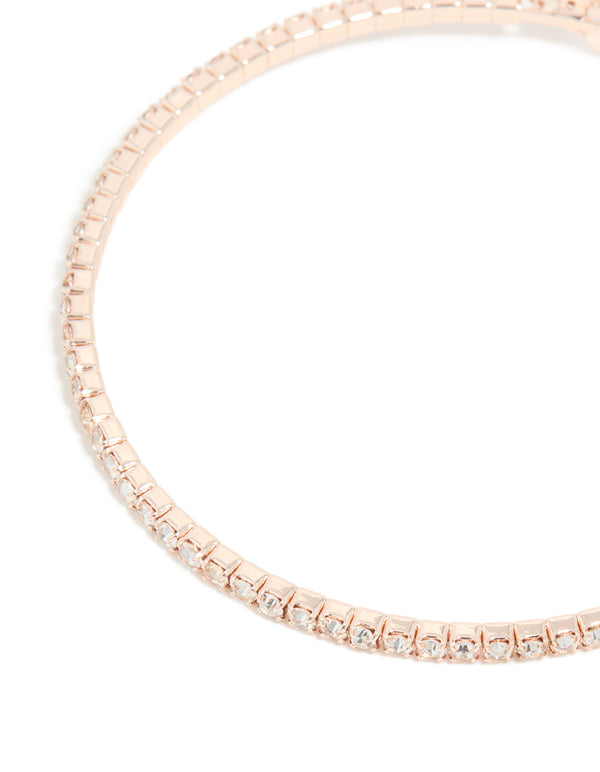 Rose Gold Plated Pink Cubic Zirconia Butterfly Tennis Wrist Cuff