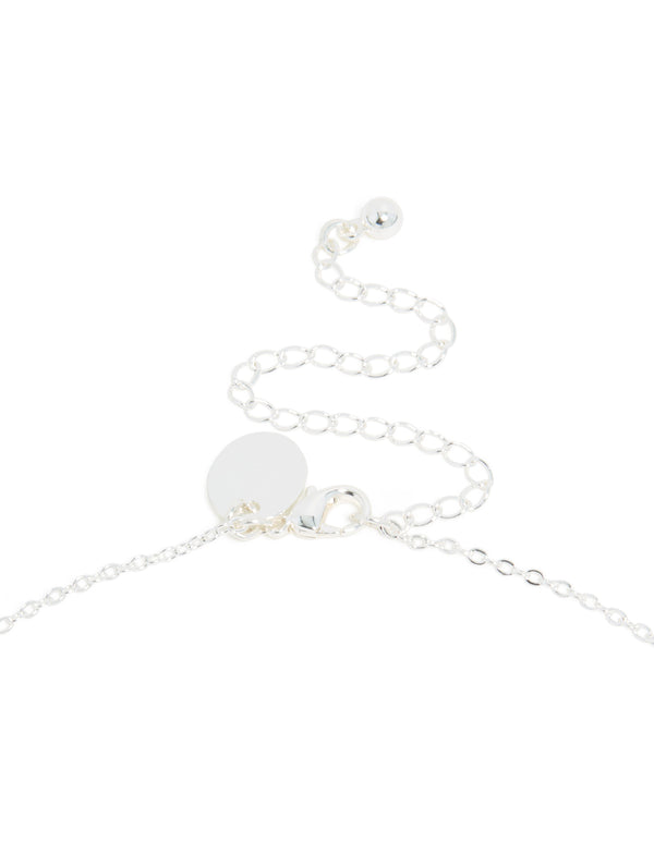 Silver Plated Cubic Zirconia Dainty Spaced Vine Necklace