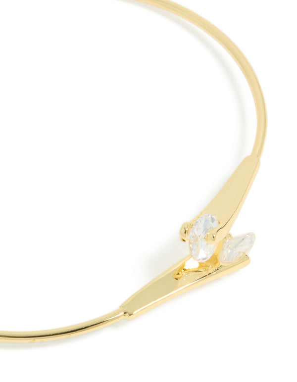 Gold Plated Cubic Zirconia Floating Wrap Bangle