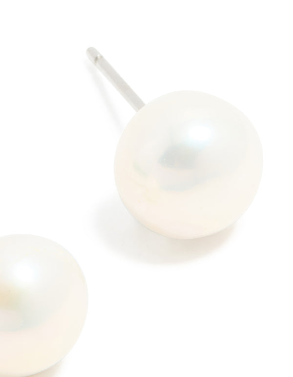 Waterproof Stainless Steel Freshwater Pearl Stud Earrings