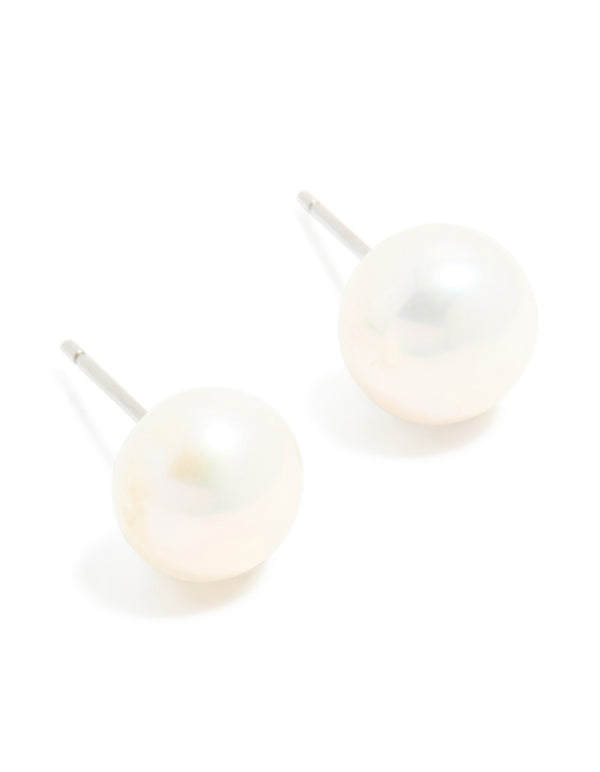 Waterproof Stainless Steel Freshwater Pearl Stud Earrings