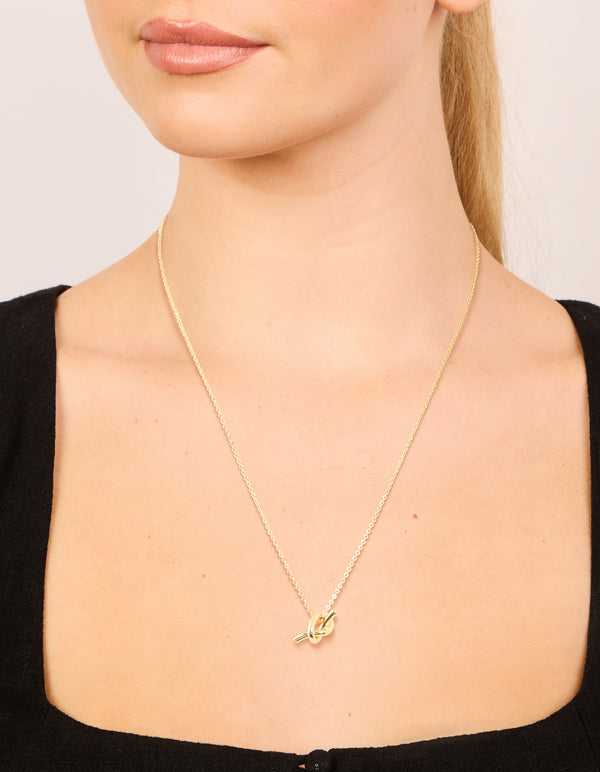 Gold Plated Brass Mini Pretzel Pendant Necklace