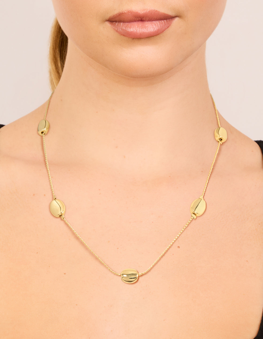 Gold Plated Molten Pebbles Charm Necklace