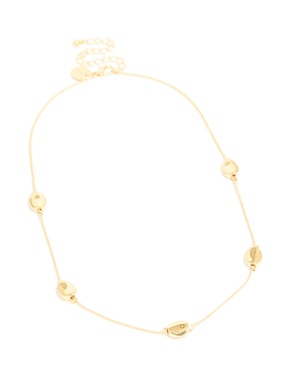 Gold Plated Molten Pebbles Charm Necklace