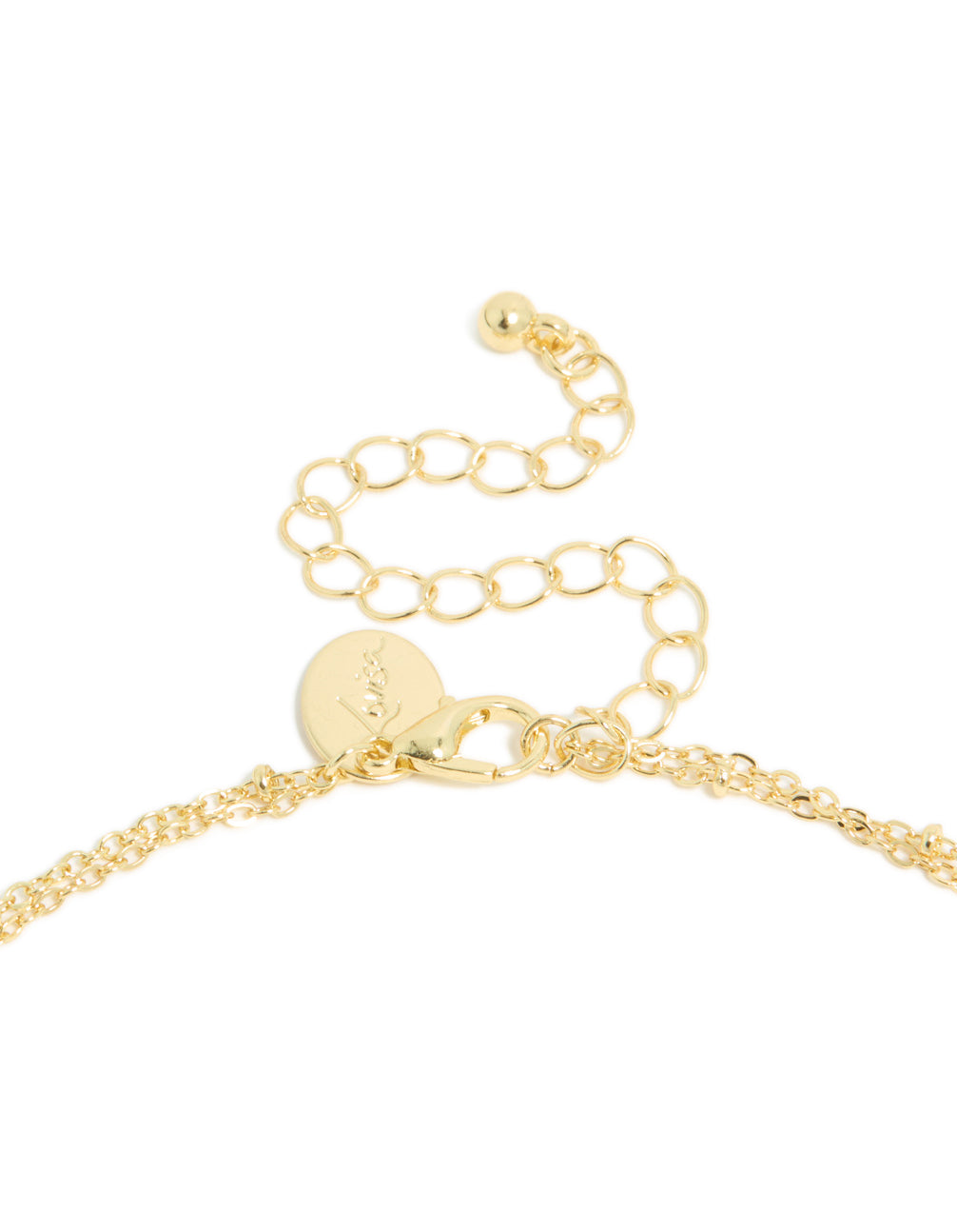Gold Plated Emerald Cubic Zirconia Baguette & Droplets Layered Necklace