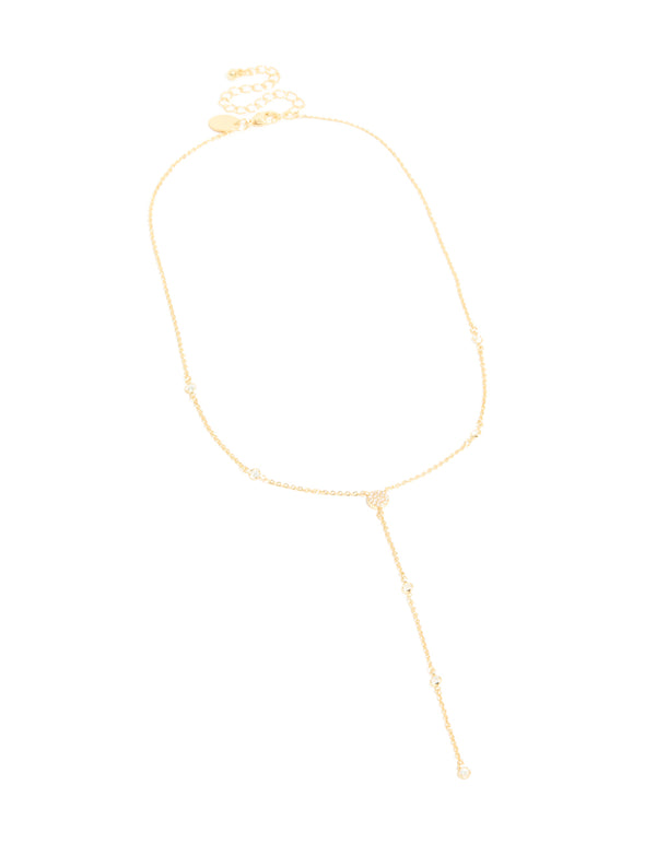 Gold Plated Cubic Zirconia Y-Necklace