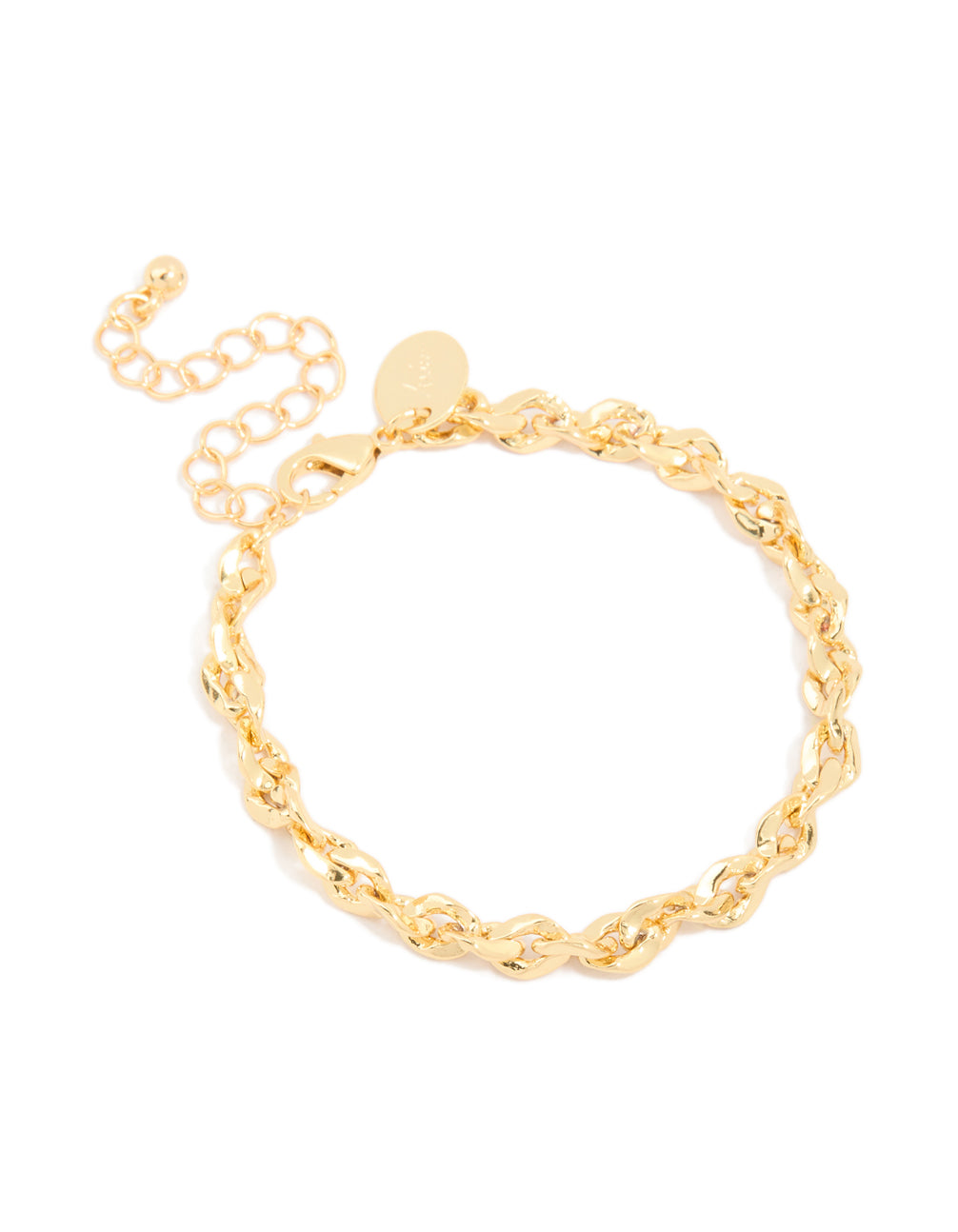 Gold Plated Brass Wavy Cable Link Chain Bracelet
