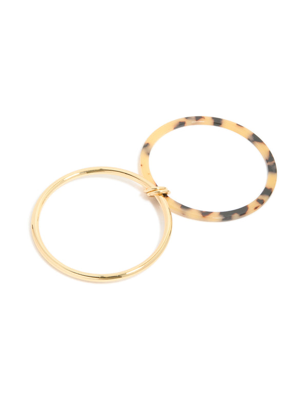 Gold Plated & Tortoiseshell Acrylic Linked Bangles