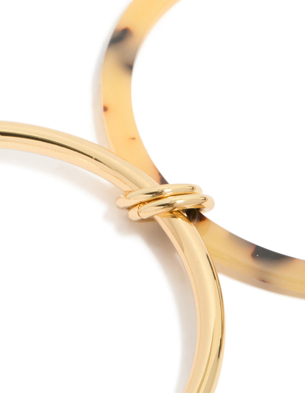 Gold Plated & Tortoiseshell Acrylic Linked Bangles