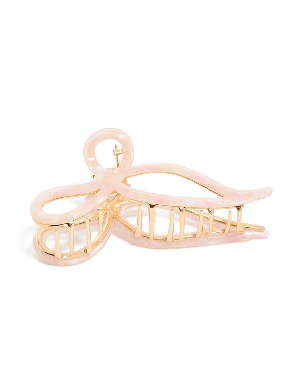 Light Pink Acrylic Bow Hair Claw Clip
